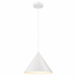 White cone-shaped pendant light on a white background