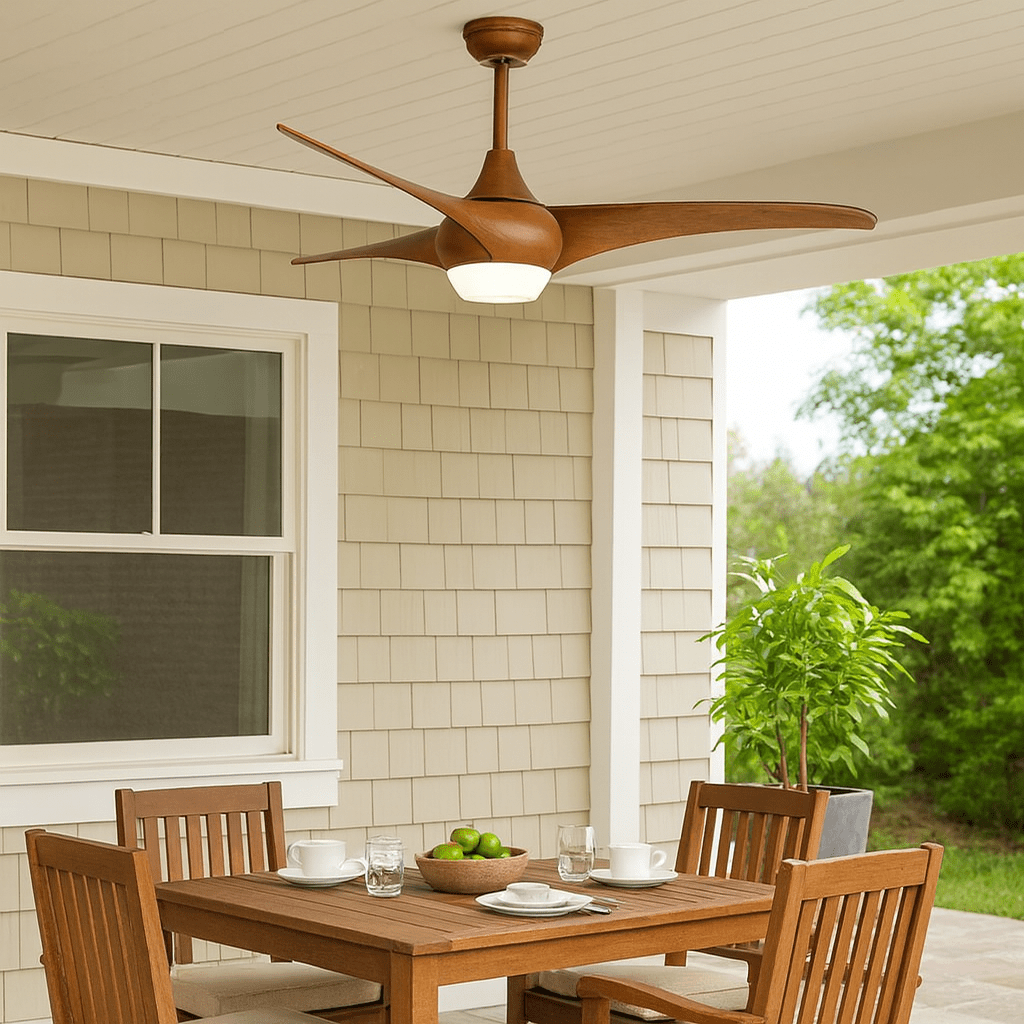 Steel and Acrylic LED Ceiling Fan with Wood Finish