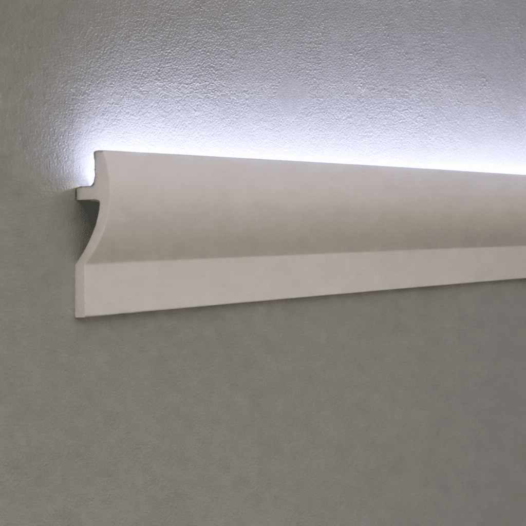 White plastic strip on a textured gray background