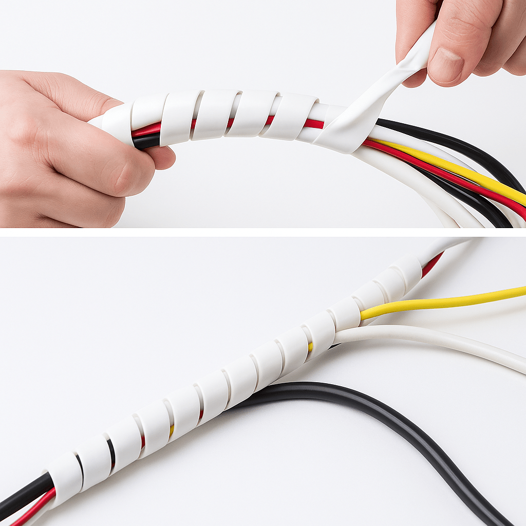 6mm Spiral Wrap Cable Organiser - 30 Meter Roll White