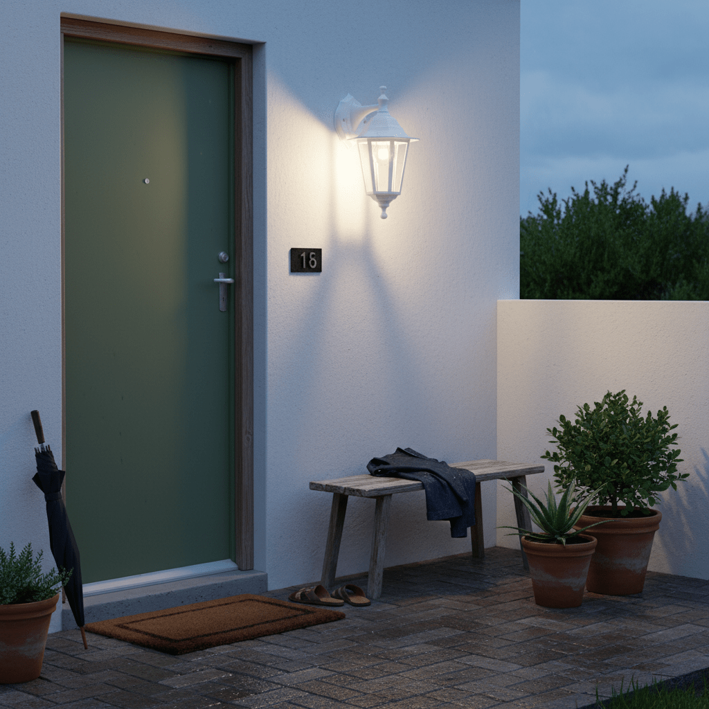 White Outdoor Wall Light IP44 6 Panel
