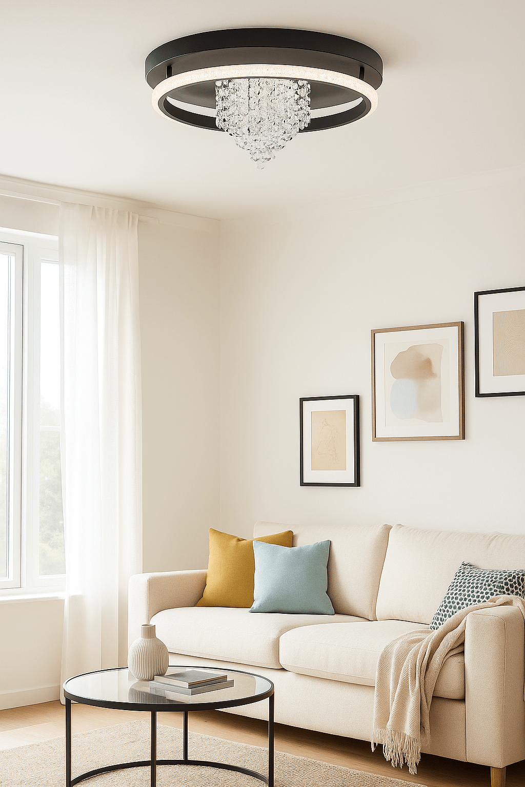 Black & Crystal CCT LED Ceiling Light