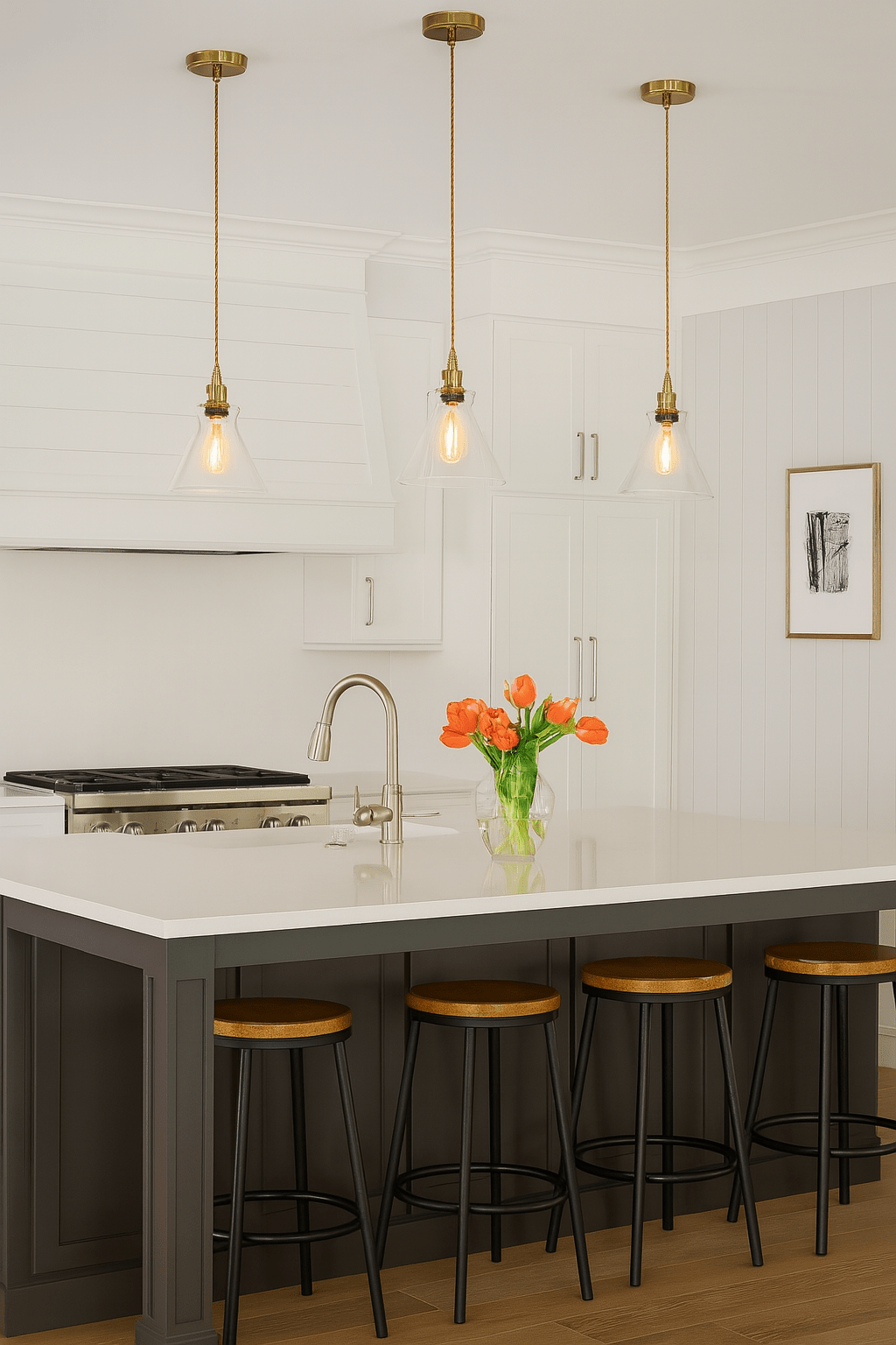 Antique Bronze Cord Pendant with Clear Glass PEN536