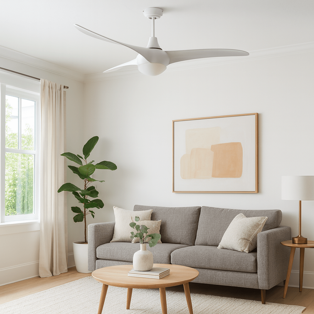 LED Ceiling Fan with Remote - White Steel & Acrylic