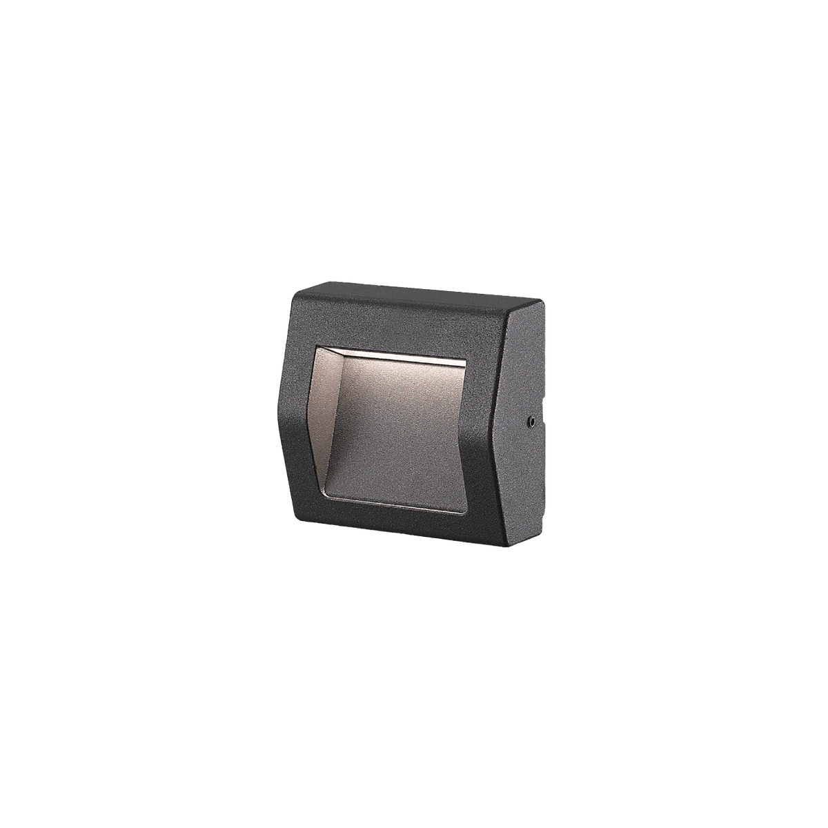 Matt black square surface-mounted LED foot light with frosted glass