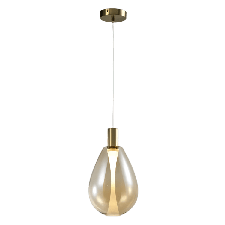Amber Glass Gold Finish LED Pendant Light