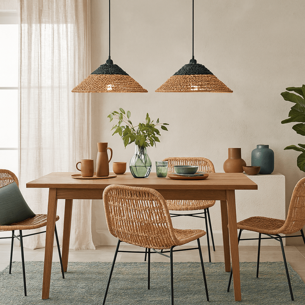 Iron and Paper Rope Pendant ÃƒÂ¢Ã¢â€šÂ¬Ã¢â‚¬Å“ Natural & Black