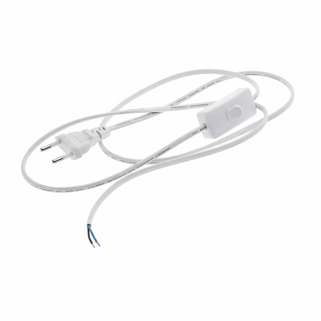 Power Cable with 2A Switch and 2-pin Euro Plug