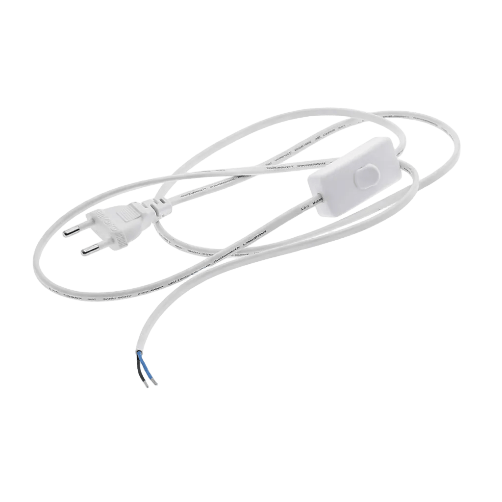 Power Cable with 2A Switch & 2-pin Euro Plug