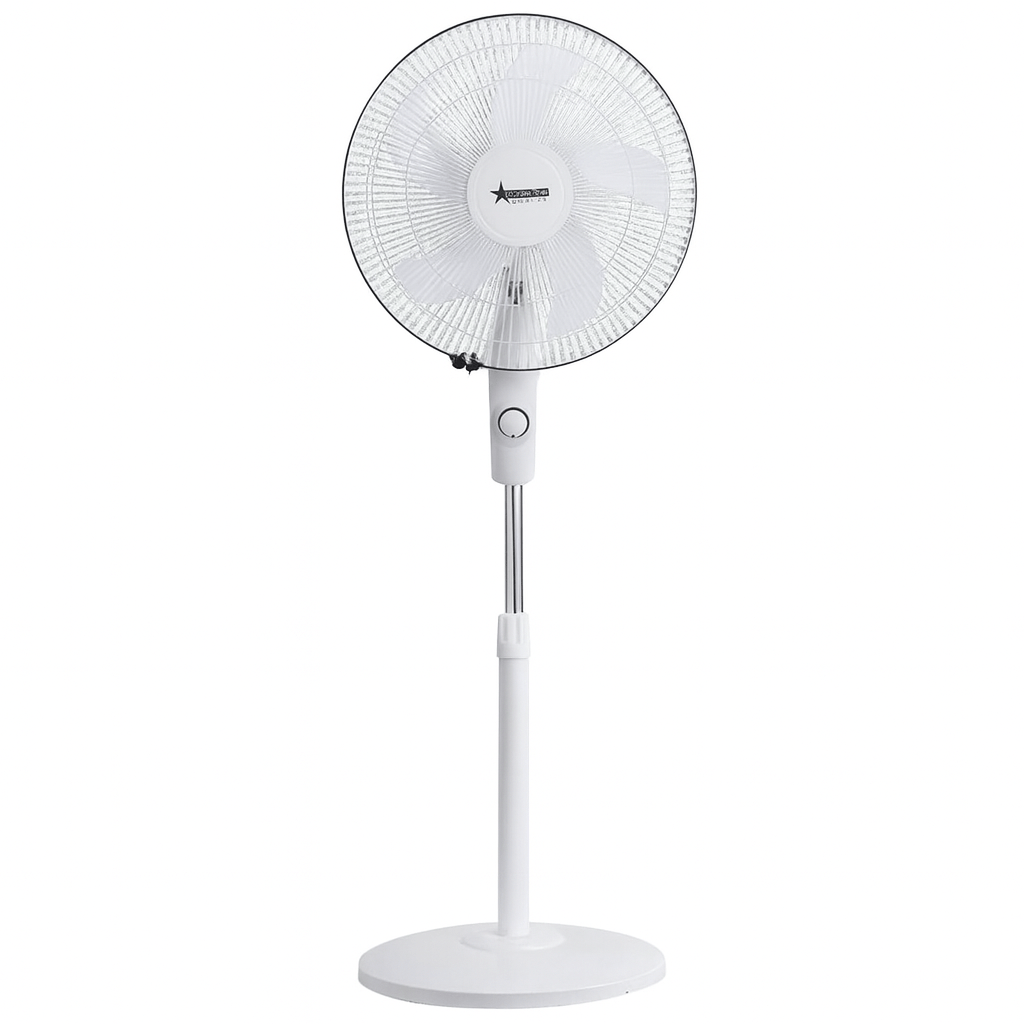 16" Rechargeable Oscillating White Floor Fan (Solar)