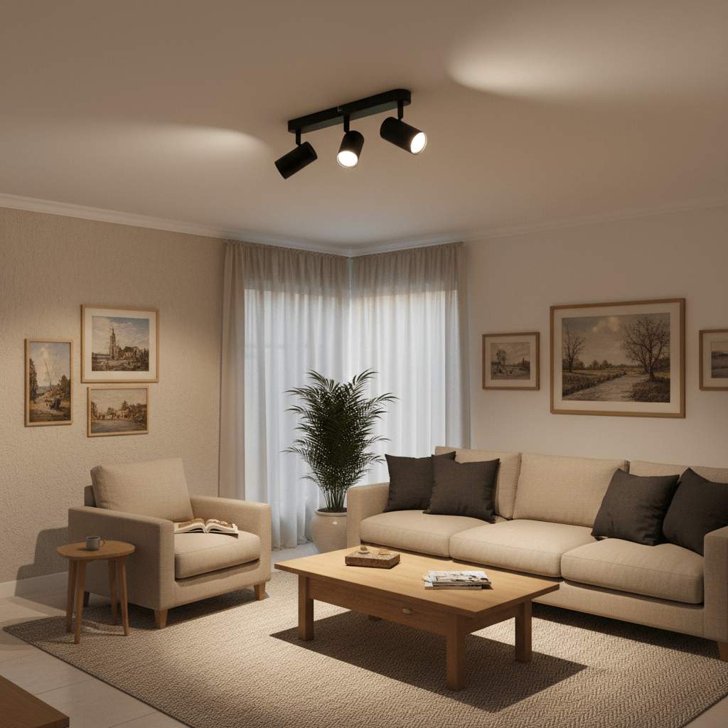 3 Light Matt Black Ceiling Spotlight