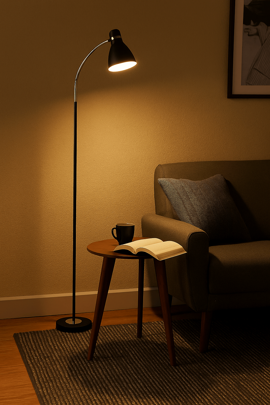 Black Metal Flexi Head Floor Lamp