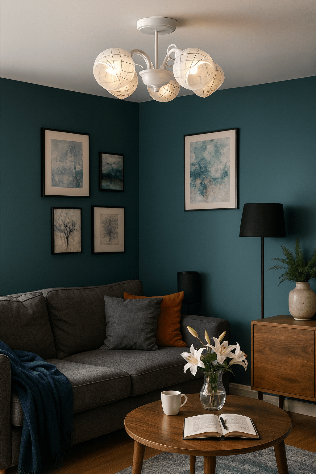 Matt White Chandelier - Frosted Glass