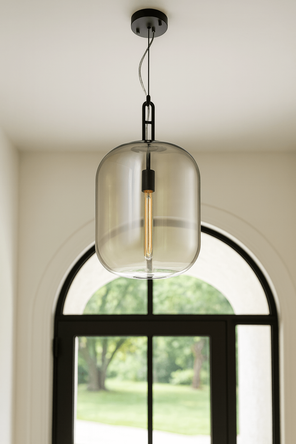 Metal Pendant with Cognac Colour Glass