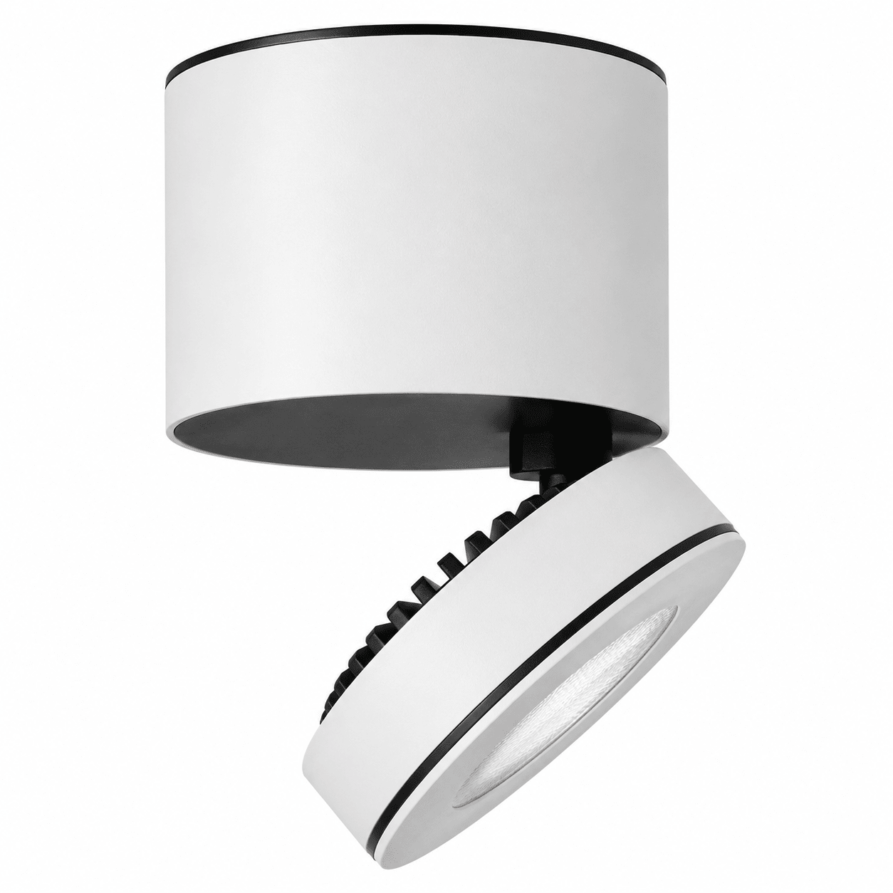 Giba surface mount LED downlight with adjustable head, white finish, designed for focused indoor lighting.