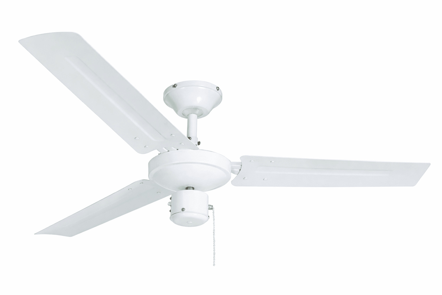 White ceiling fan on a white background