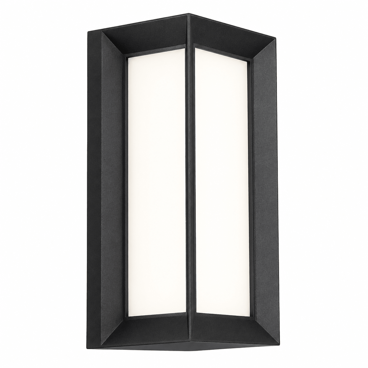 Coastal framed black LED outdoor wall light with opal diffuser, showcasing a modern design.