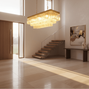 Angela Rectangular Gold Crystal Chandelier
