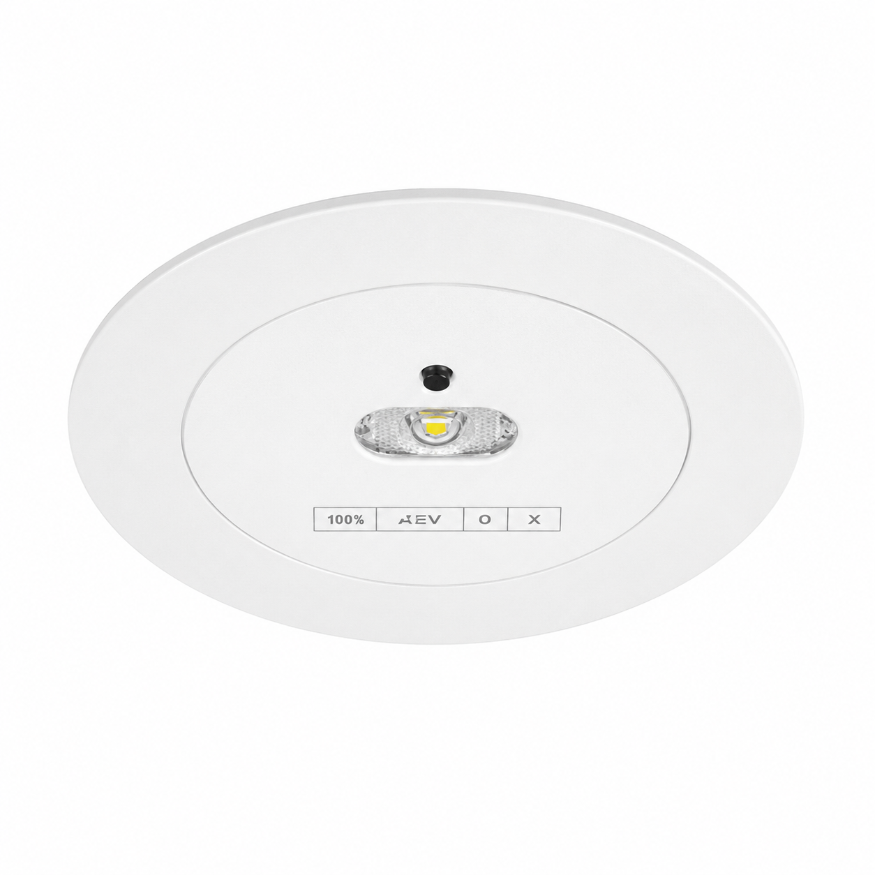 Round white emergency light fixture