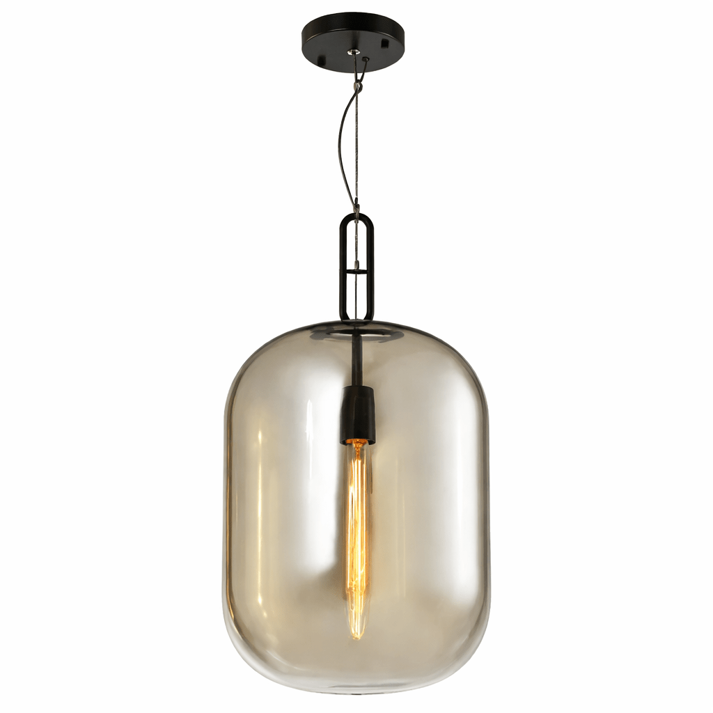 Metal Pendant with Cognac Colour Glass