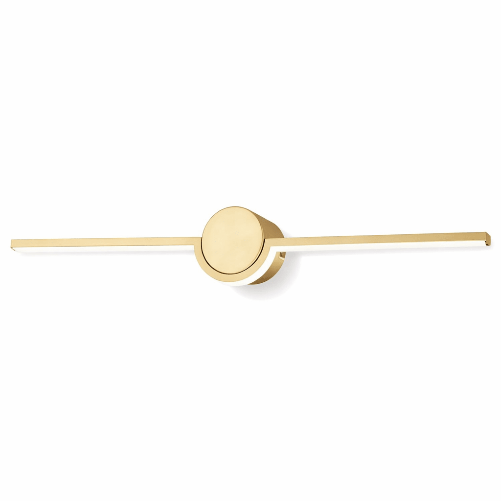Gold wall light fixture on a white background