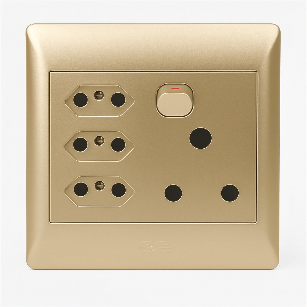 Champagne 1 x 16A, 3 x Euro Switched Socket