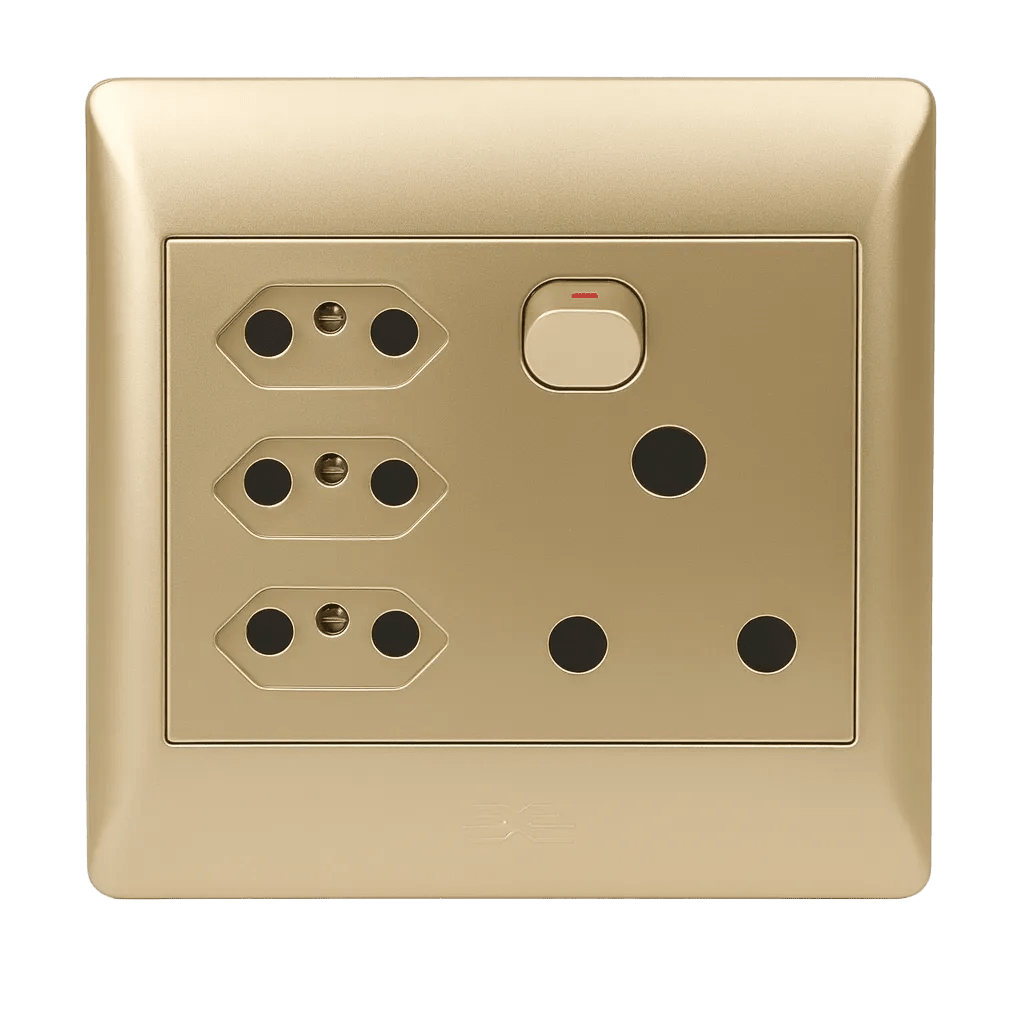 Champagne 1 x 16A, 3 x Euro Switched Socket