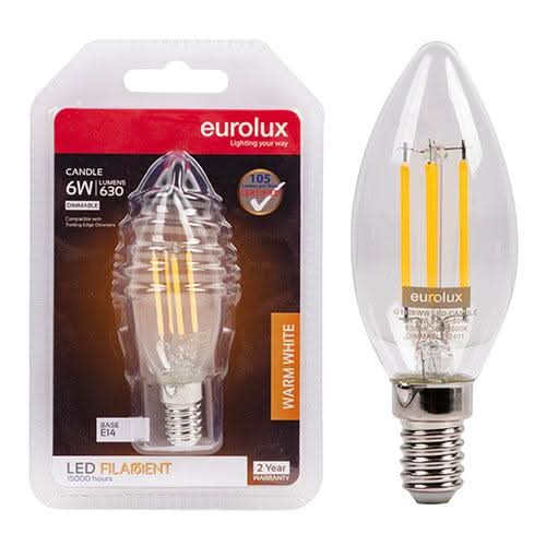 Warm White LED E14 Candle Clear Dimmable Bulb
