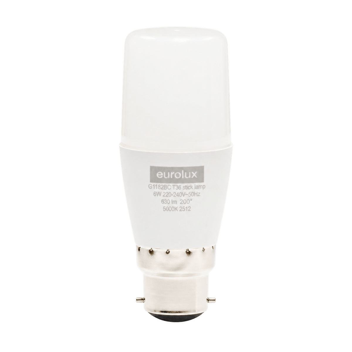 6W Stick LED Bulb – B22, 5000K Daylight, transparent background