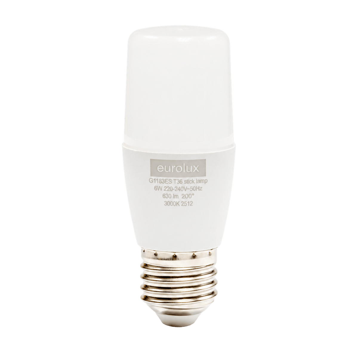 6W White Stick LED Bulb – E27, 3000K Warm White, transparent background