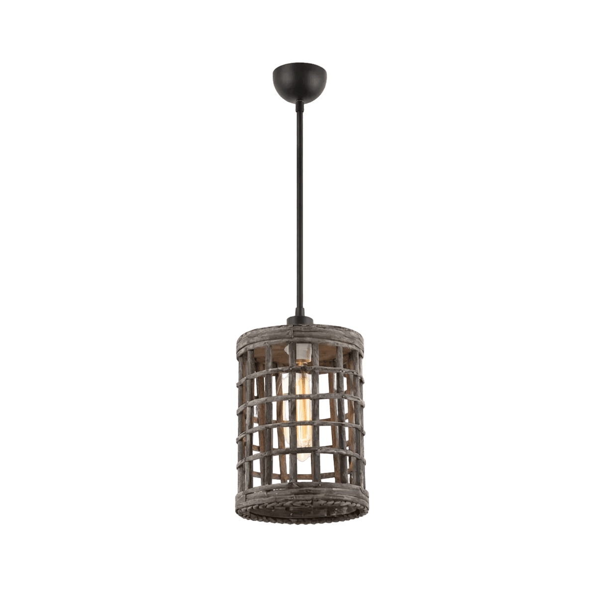 Metal & Rattan Pendant 642 — transparent background, 1254 × 1254