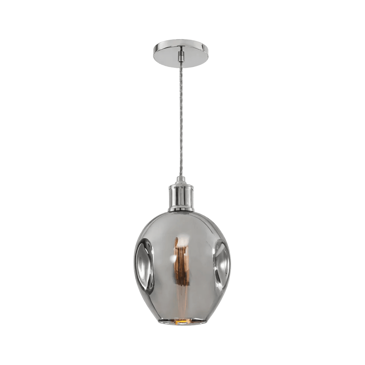 Polished Chrome Pendant Light with Glass PEN610 — transparent background, 1254 × 1254