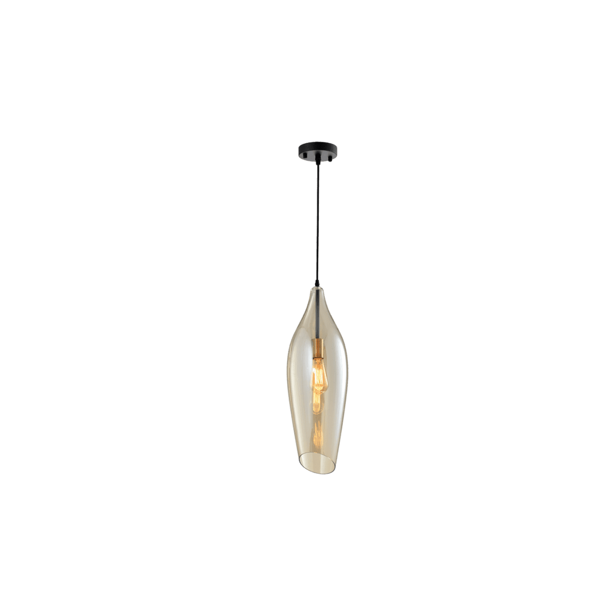 Black Metal Pendant with Cognac Colour Glass — transparent background, 1254 × 1254