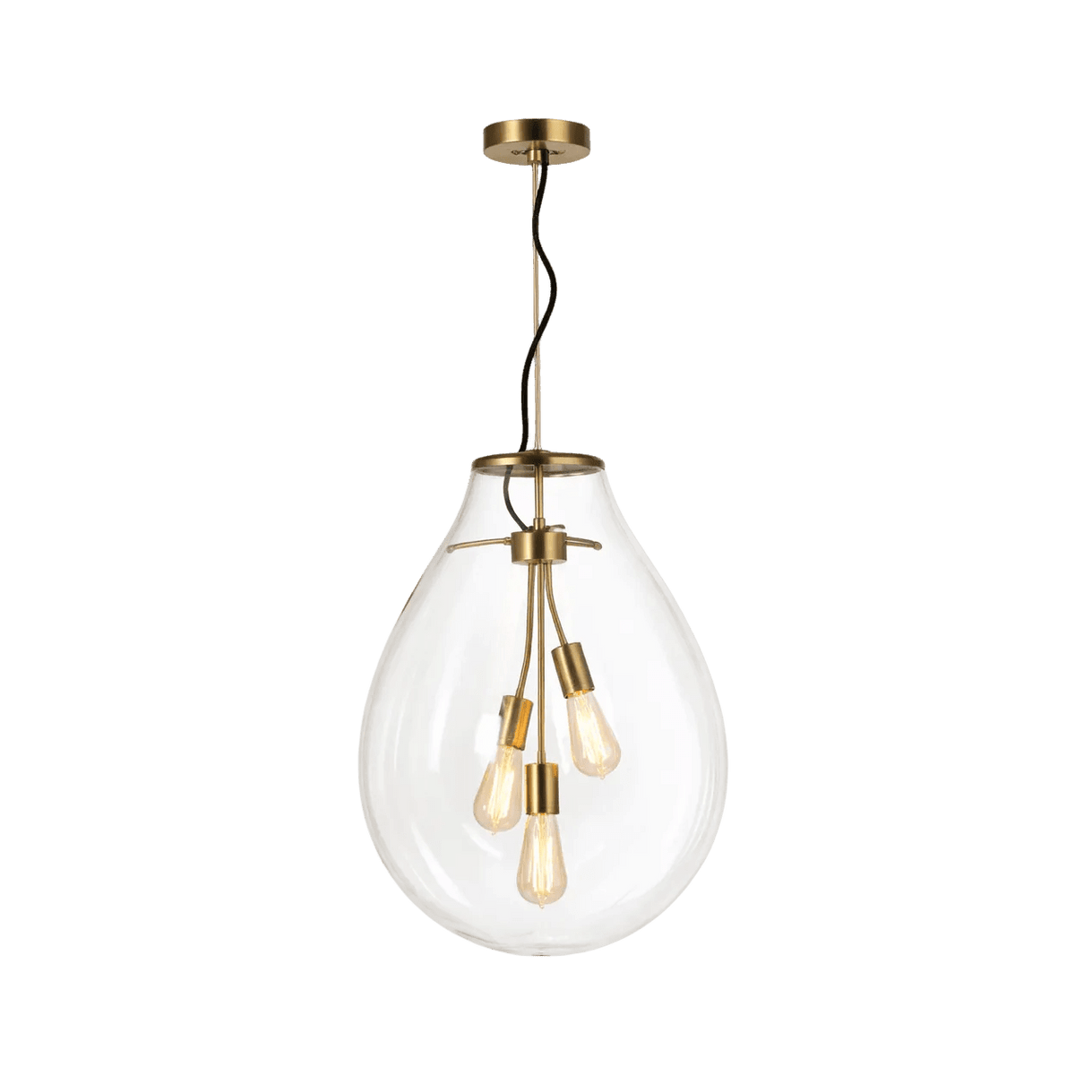 Matt Brass Pendant with Clear Glass — transparent background, 1254 × 1254