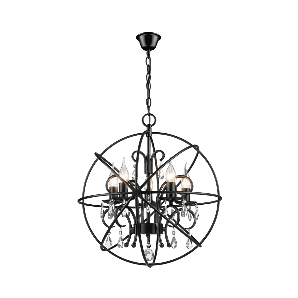 Black Metal Pendant with Crystals PEN529 — transparent background, 1254 × 1254