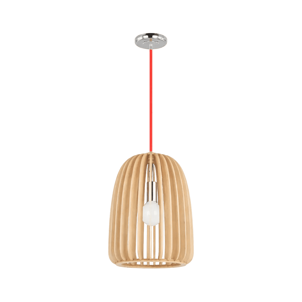 Polished Chrome Pendant with Wood PEN445 — transparent background, 1254 × 1254