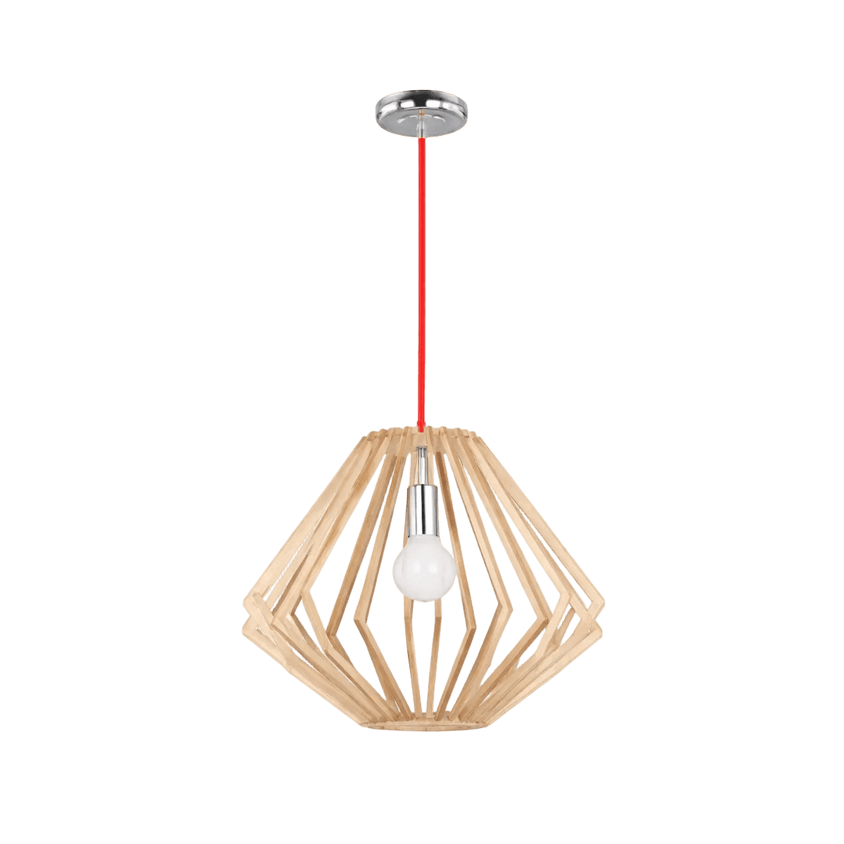 Polished Chrome Pendant with Wood PEN444 — transparent background, 1254 × 1254