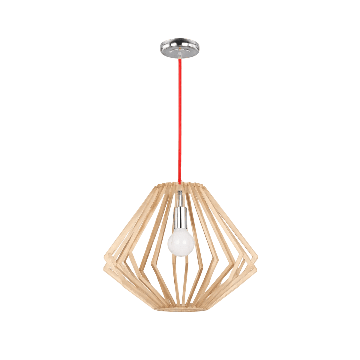 Polished Chrome Pendant with Wood PEN444 — white background, 1254 × 1254
