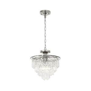 Polished Chrome Pendant with Clear Acrylic Crystals PEN334 — transparent background, 1254 × 1254