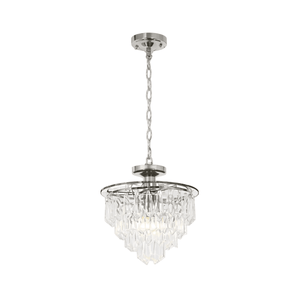 Polished Chrome Pendant with Clear Acrylic Crystals PEN334 — white background, 1254 × 1254