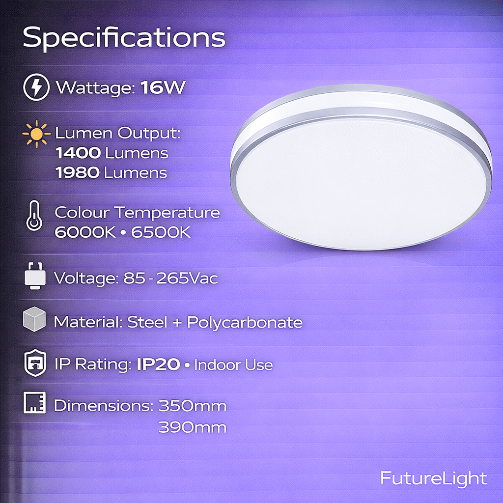 LED Ceiling Light - Silver Edge - 16W / 22W