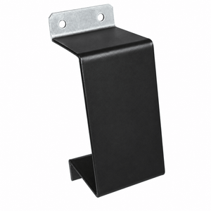 Flat 7Ah battery bracket with a galvanized mounting tab and bolt holes