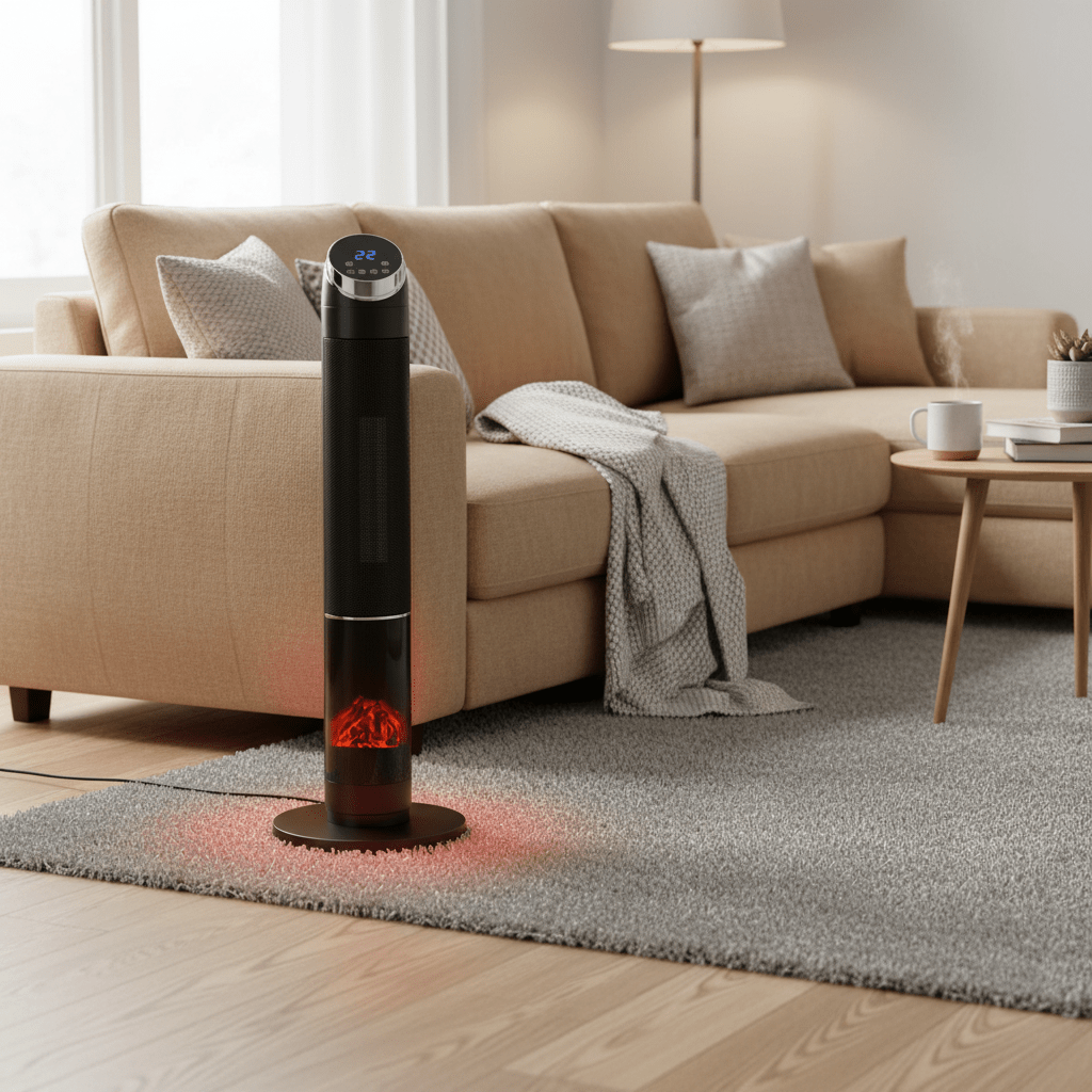 2000W Tower Ceramic PTC Heater - Black