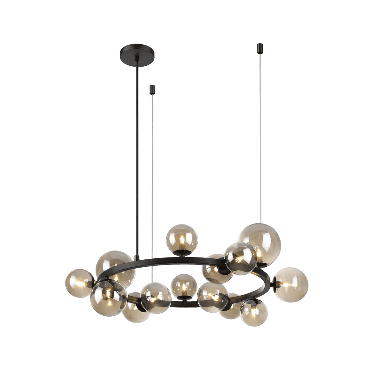 Nebula Metal Pendant with Smoke Colour Glass — transparent background, 1254 × 1254