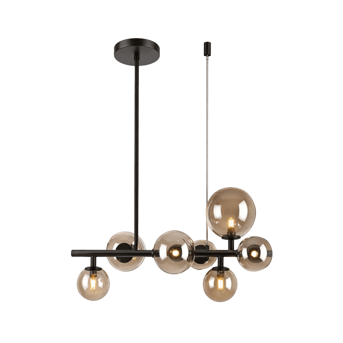 Nebula Metal Pendant with Smoke Colour Glass — transparent background, 1254 × 1254