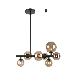 Nebula Metal Pendant with Smoke Colour Glass — transparent background, 1254 × 1254