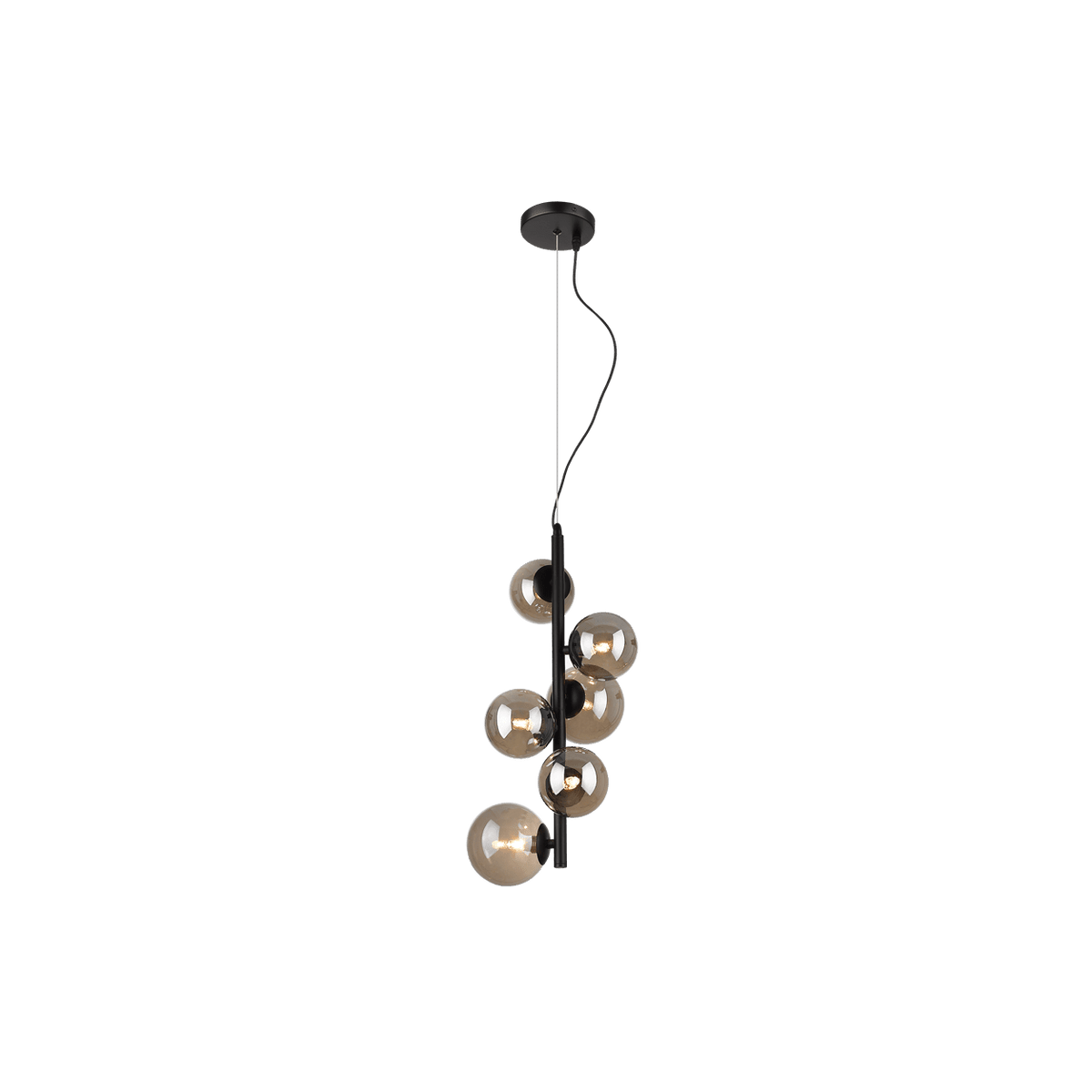 Nebula Metal Pendant with Smoke Colour Glass — transparent background, 1254 × 1254