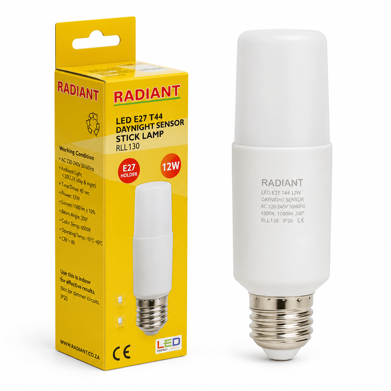 LED Bulb - 12W, E27, T44 Day / Night Sensor Bulb
