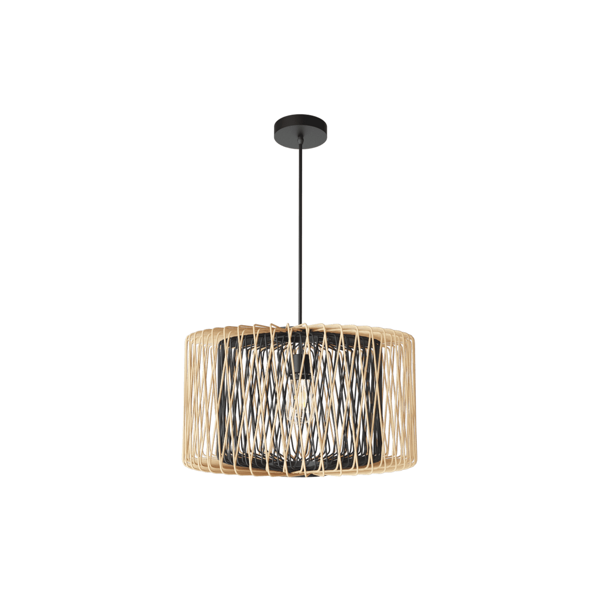 Bamboo Wood & Metal Pendant PEN514 — transparent background, 1254 × 1254
