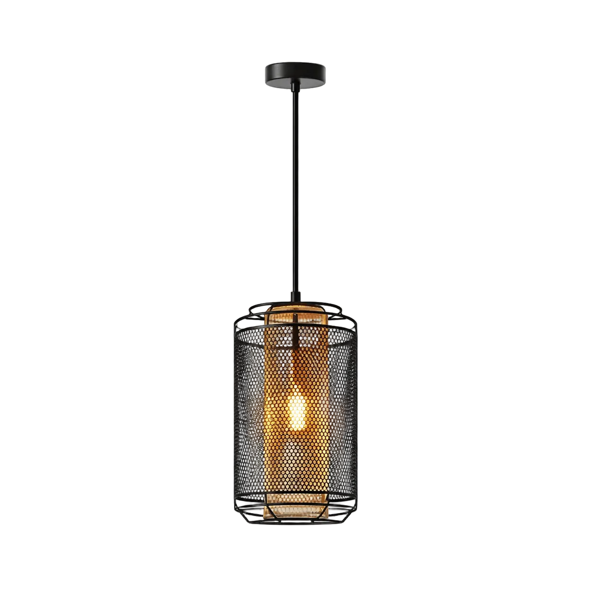 Boston Metal Pendant - Black & Gold — transparent background, 1254 × 1254